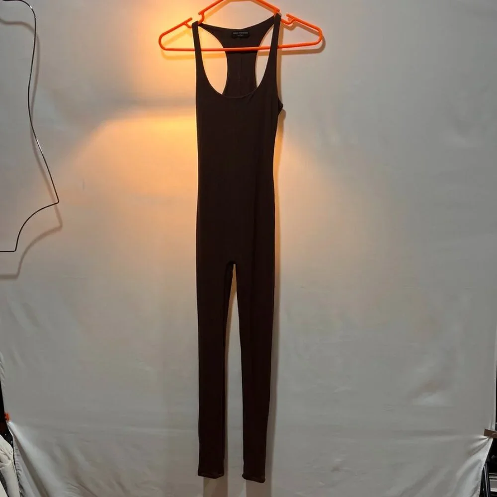 Naked Wardrobe Chocolate Racerback Bodysuit Jumpsuit XS - Picture 7 of 9
